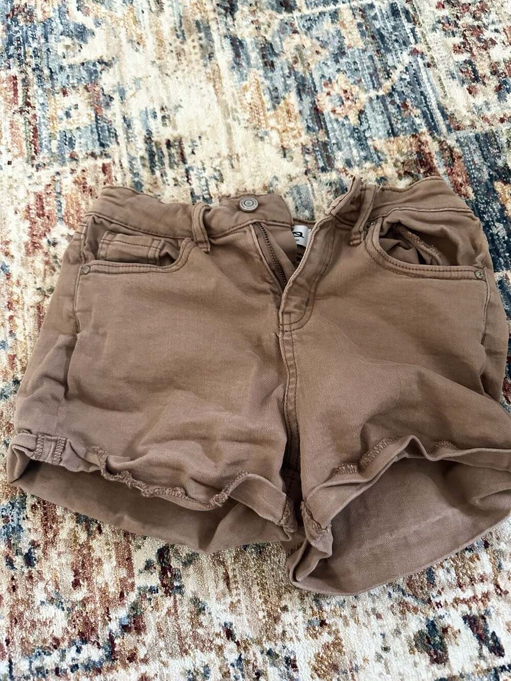 RSQ Super High Rise Mom Shorts Size 10 Brown Denim Cutoffs